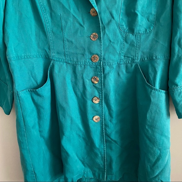 Soft Surroundings Marcie Teal Button Down Shirt Tunic Tencol Women’s Size Medium - Picture 4 of 6